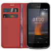 Leather Wallet Case & Card Holder Pouch for Nokia 1 - Red